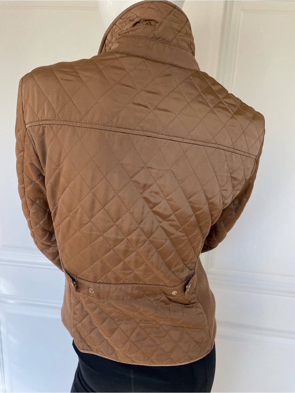 Massimo Dutti Women’s Quilted Jacket Brown Bronze Riding Style Coat
